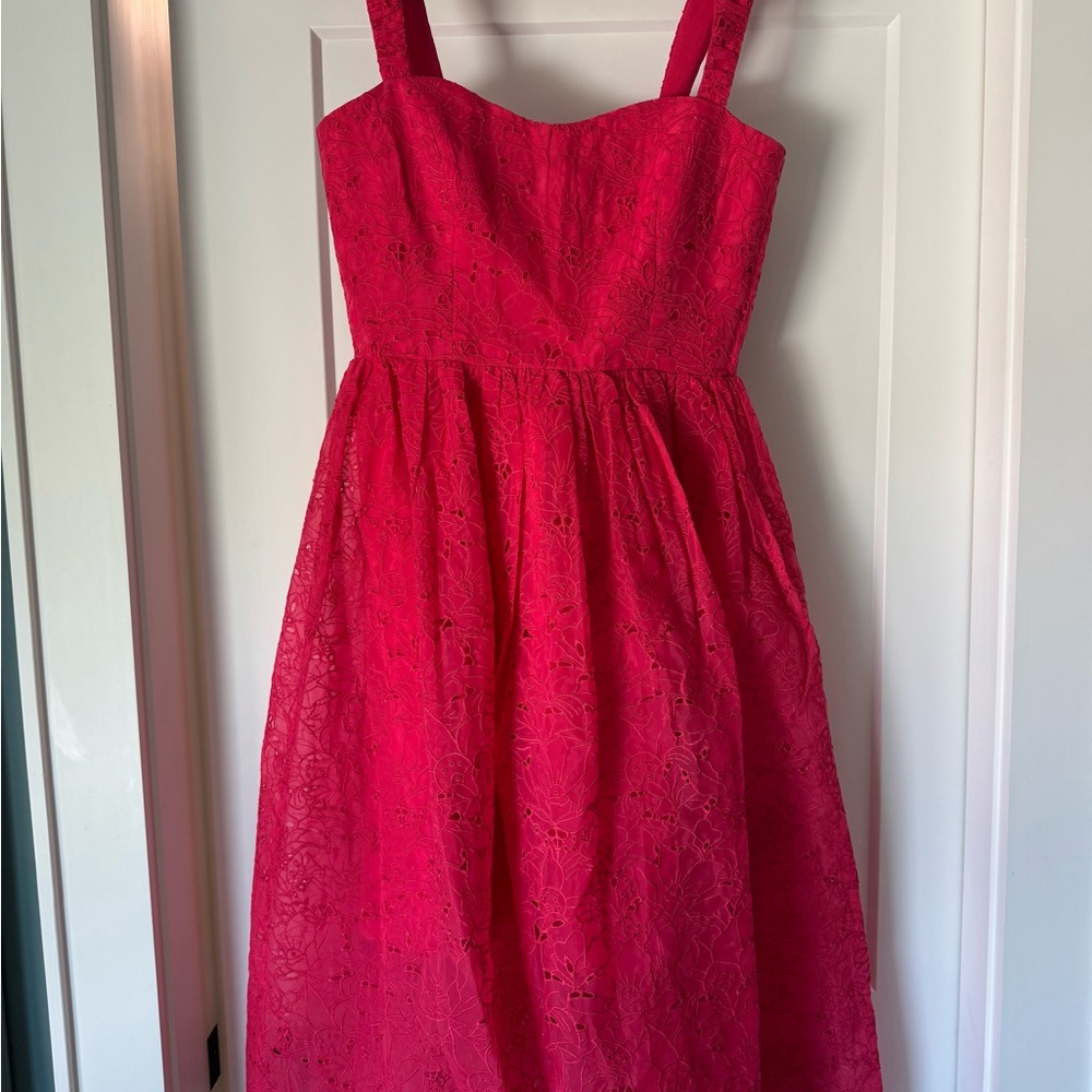 French Connection Red Sleeveless A-line Midi Dress